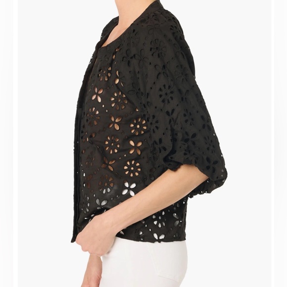 Joe's Jeans Black Eyelet Blouse - Picture 2 of 8